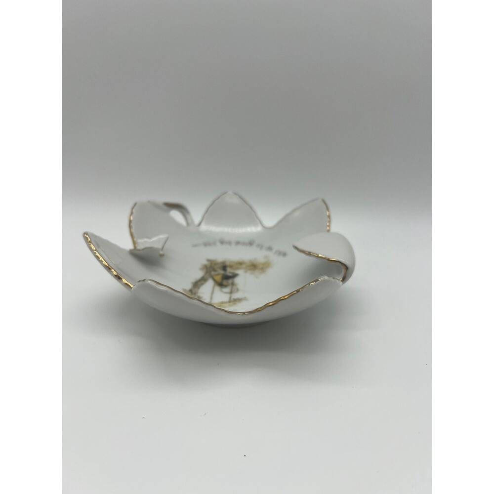 Vintage‎ Holly Hobbie White Gold Accent Trinket Dish Small